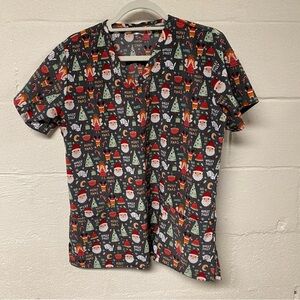 Scrubaid Women’s Holiday Cheer Scrub Top Size Large